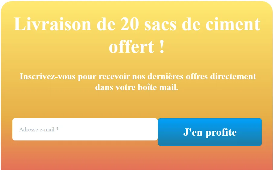 offre promo livraison ciment